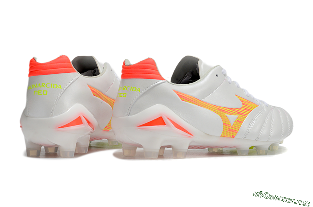 Men's Mizuno Morelia Neo 4 FG Football Boots - White/Red/Yellow 6