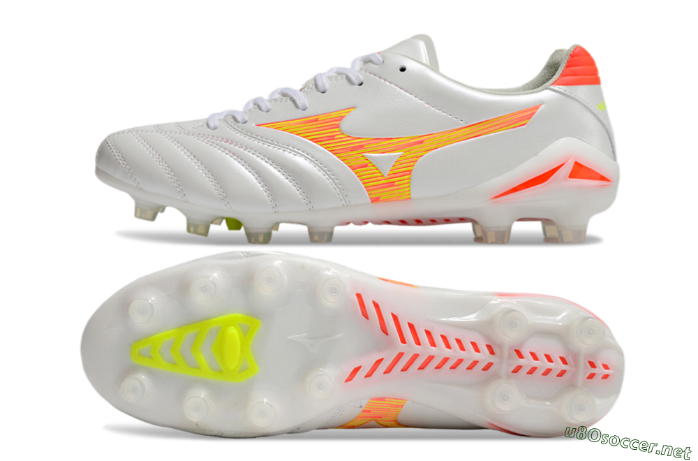 Men's Mizuno Morelia Neo 4 FG Football Boots - White/Red/Yellow 1
