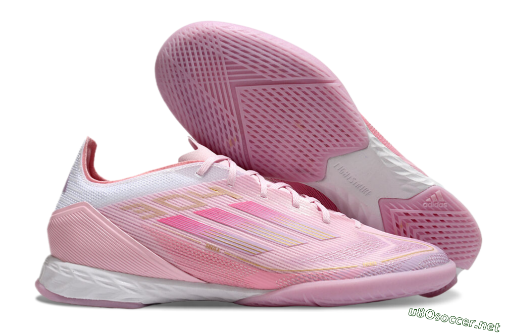 Men's Adidas F50 Pro IC Football Shoes - Pink/Gold/White 2