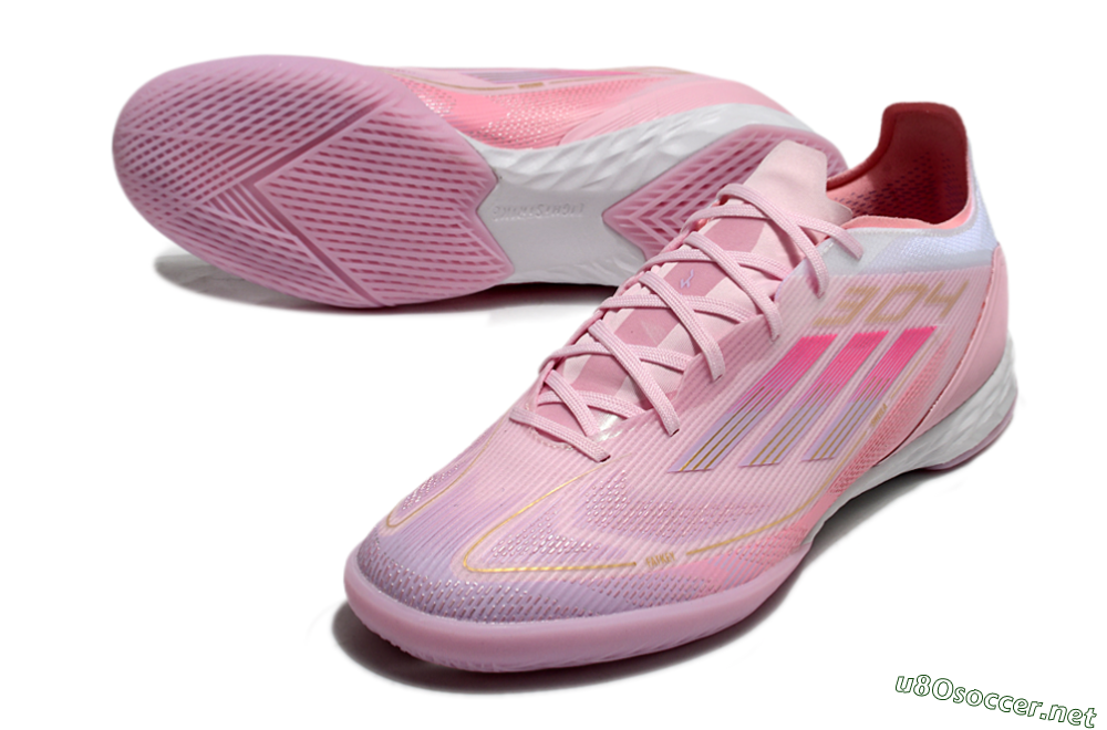 Men's Adidas F50 Pro IC Football Shoes - Pink/Gold/White 3