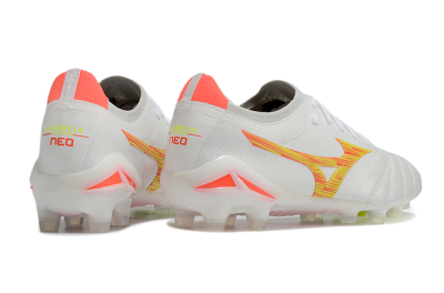 Men's Mizuno Morelia Neo 4 FG Football Boots - White/Red/Yellow