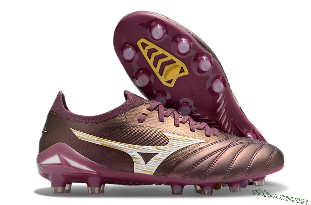Men's Mizuno Morelia Neo 4 FG Football Boots - Red/White/Gold 2