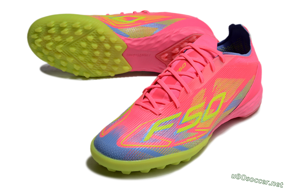 Men's Adidas F50 Pro TF Football Shoes - Pink/Blue/Yellow 3