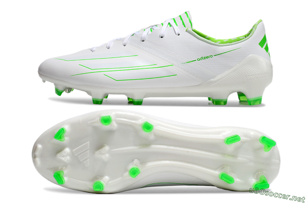 Men's Adidas F50 Adizero FG Football Boots - White/Green 1