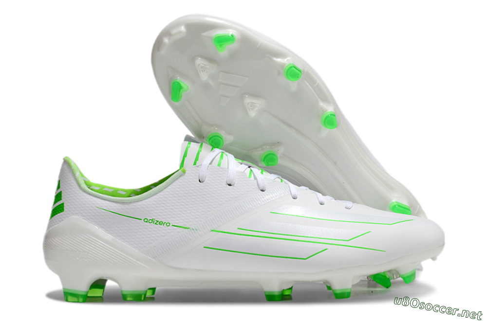 Men's Adidas F50 Adizero FG Football Boots - White/Green 2