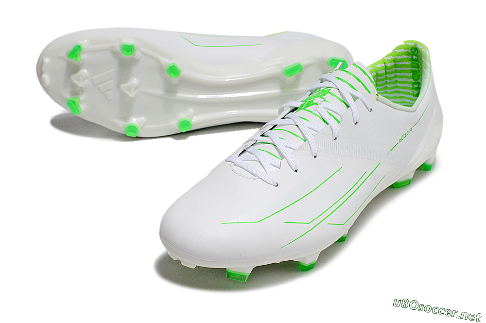 Men's Adidas F50 Adizero FG Football Boots - White/Green 3