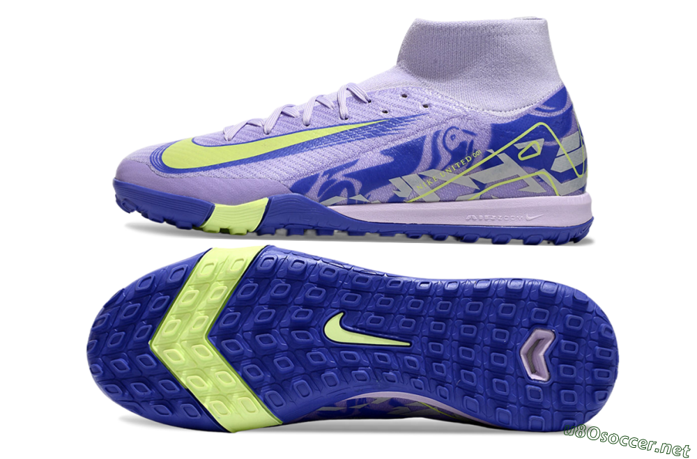 Unisex Nike Air Zoom Mercurial Superfly 10 Elite TF Football Shoes - Purple/Yellow/White 1