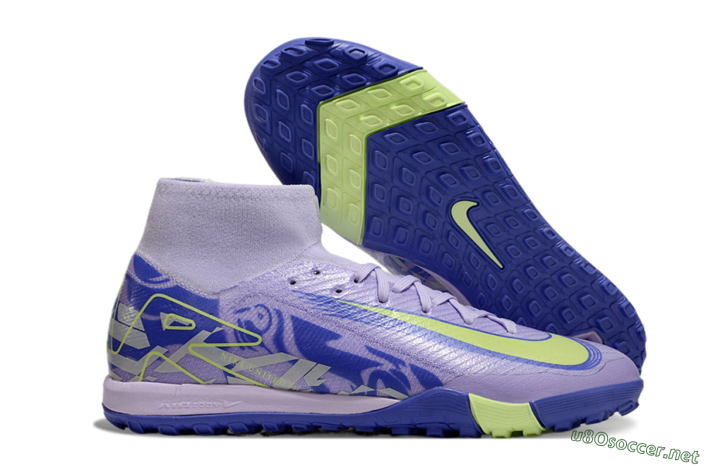 Unisex Nike Air Zoom Mercurial Superfly 10 Elite TF Football Shoes - Purple/Yellow/White 2