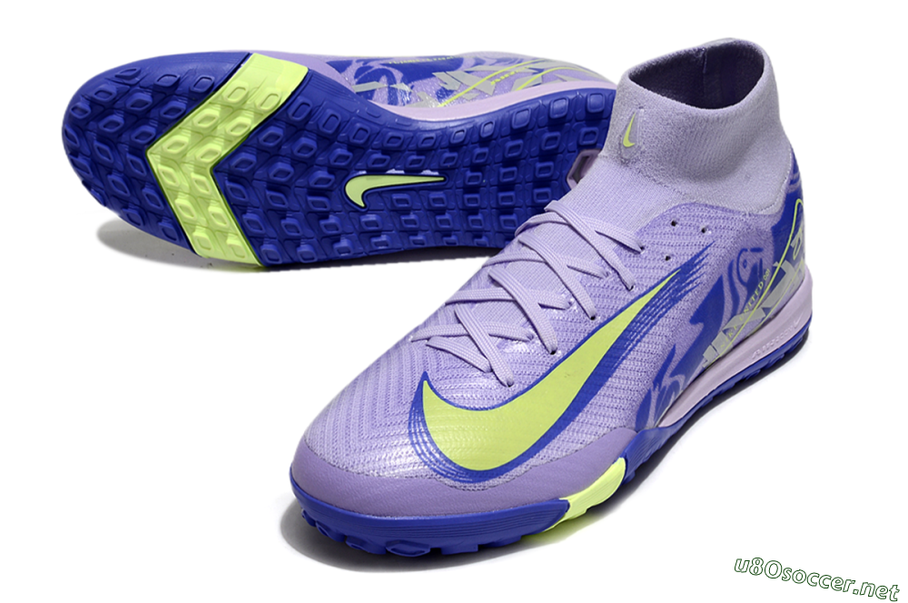 Unisex Nike Air Zoom Mercurial Superfly 10 Elite TF Football Shoes - Purple/Yellow/White 3