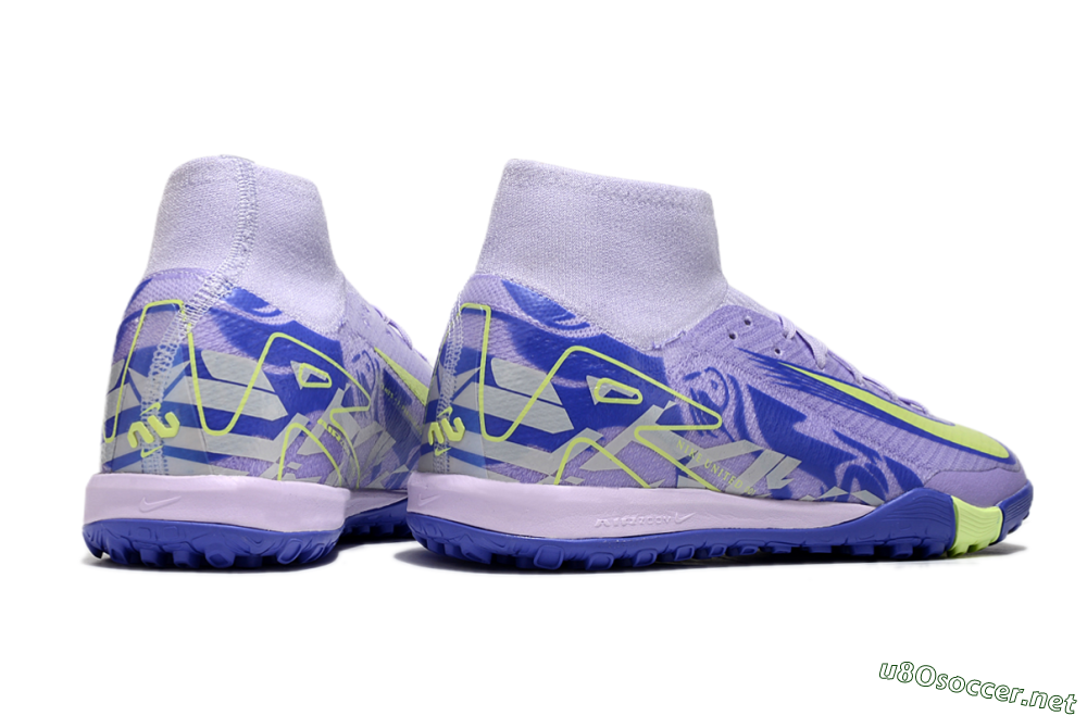 Unisex Nike Air Zoom Mercurial Superfly 10 Elite TF Football Shoes - Purple/Yellow/White 6