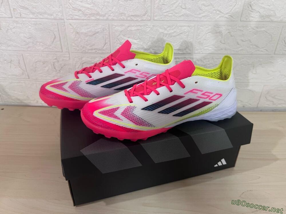 Men's Adidas F50 Elite TF Football Shoes - White/Red/Yellow