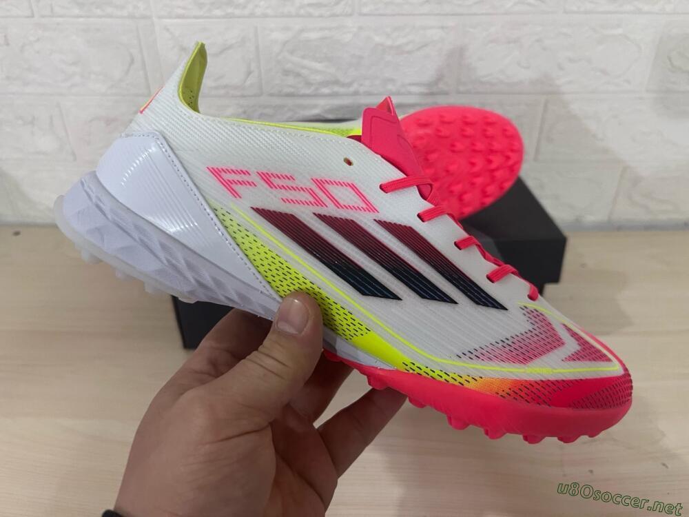 Men's Adidas F50 Elite TF Football Shoes - White/Red/Yellow