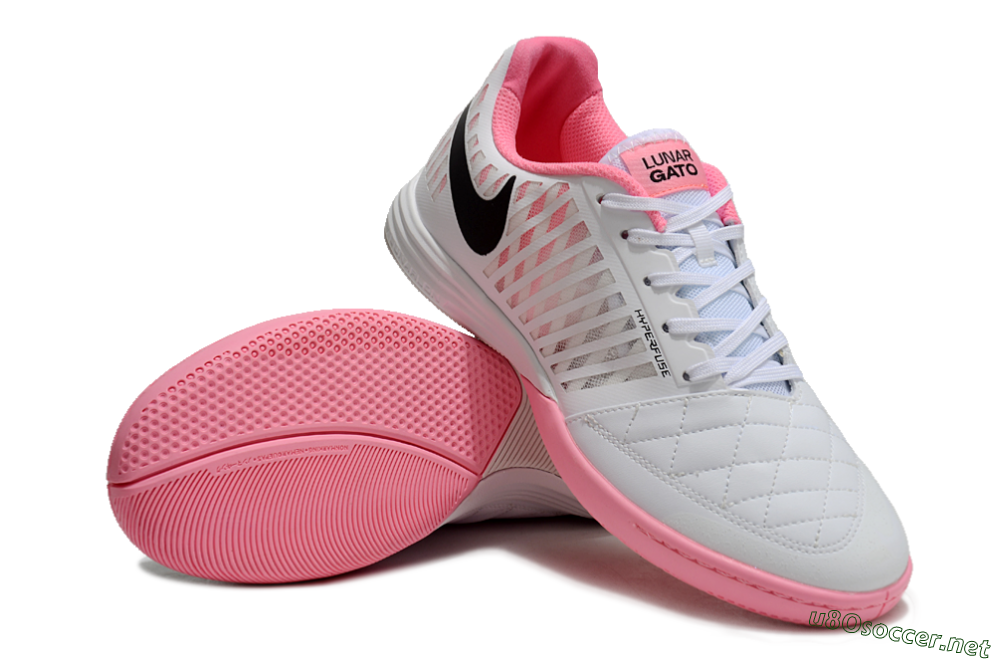 Unisex Nike Lunar Gato 2 IC Football Shoes - White/Pink/Black 4
