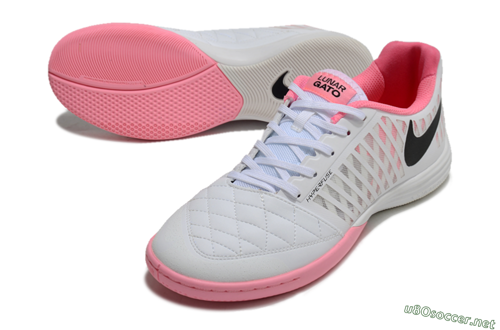 Unisex Nike Lunar Gato 2 IC Football Shoes - White/Pink/Black 3