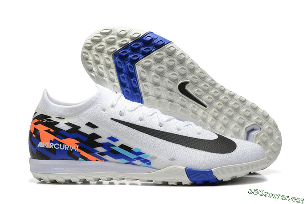 Men's Nike Air Zoom Mercurial Vapor 16 Elite TF Football Shoes - White/Blue/Black 2