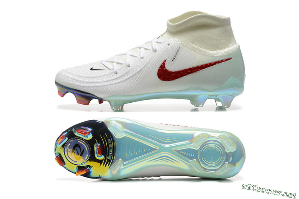 Men's Nike Phantom Luna Elite NU FG Football Boots - White/Red/Jade 1