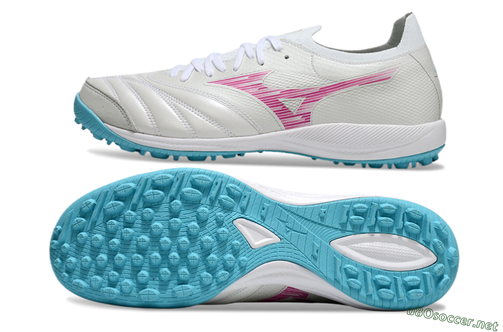 Men's Mizuno Morelia Neo Sala M8 TF Football Shoes - Beige/Pink/Grey 1