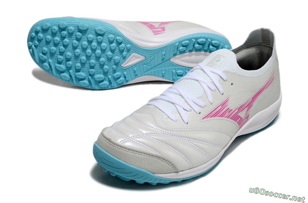 Men's Mizuno Morelia Neo Sala M8 TF Football Shoes - Beige/Pink/Grey 3