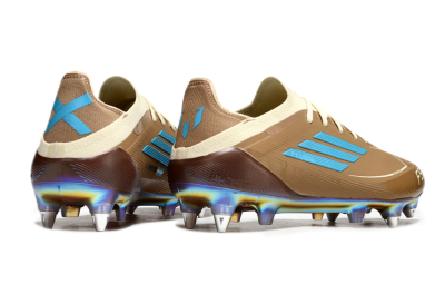 Men's Messi x Adidas F50 Elite Benito SG Football Boots - Brown/White/Blue