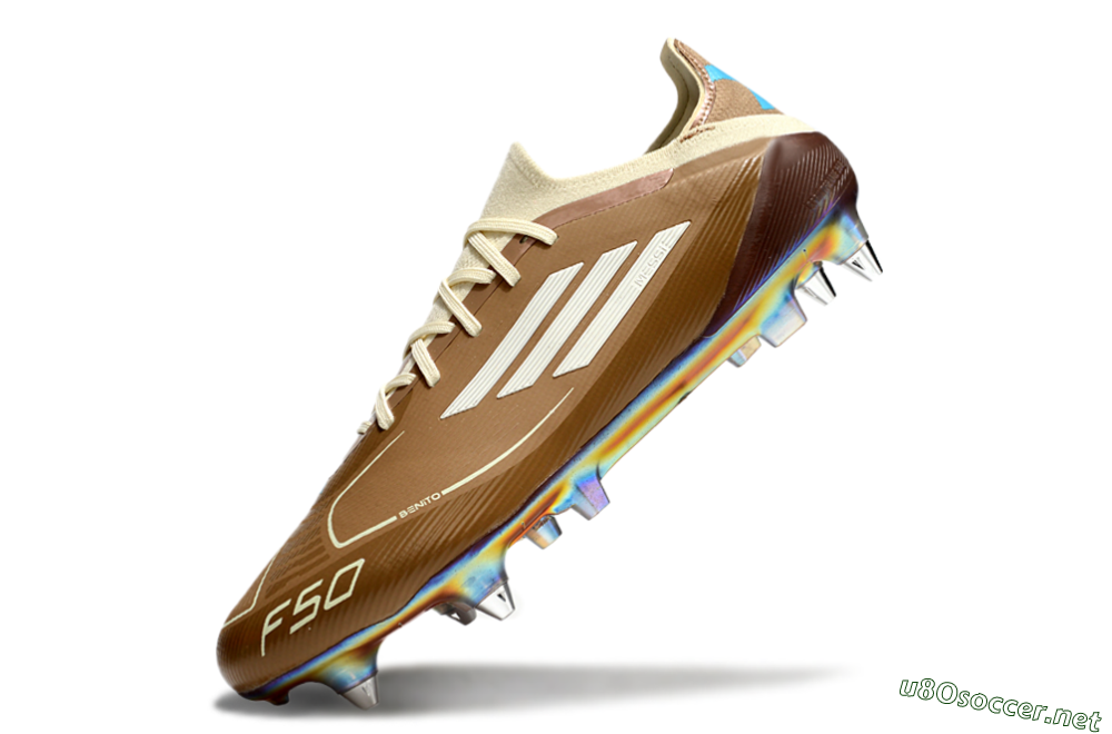 Men's Messi x Adidas F50 Elite Benito SG Football Boots - Brown/White/Blue 5