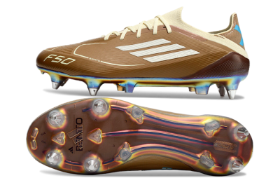 Men's Messi x Adidas F50 Elite Benito SG Football Boots - Brown/White/Blue