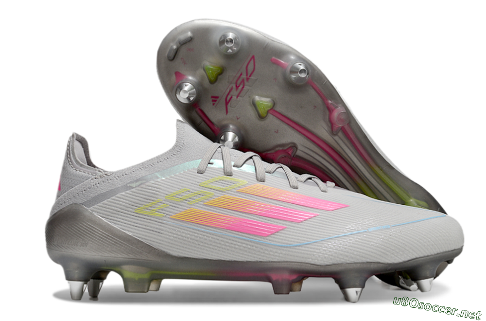 Men's Adidas F50 Elite SG Football Boots - Grey/Pink/Yellow 2