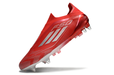Men's Adidas F50 Elite Laceless SG Football Boots - Red/Silver
