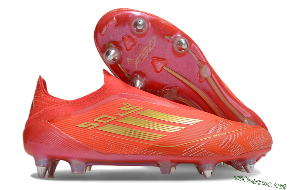 Men's Adidas F50 Elite Laceless SG Football Boots - Red/Gold 2