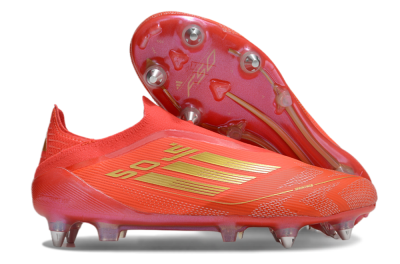 Men's Adidas F50 Elite Laceless SG Football Boots - Red/Gold