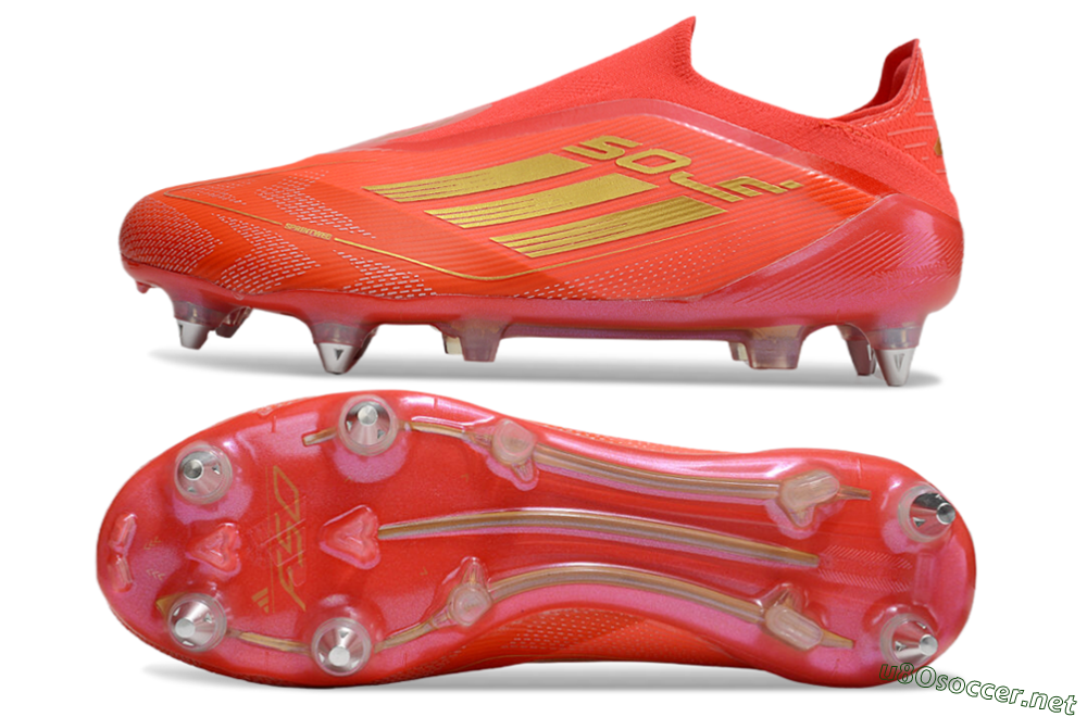Men's Adidas F50 Elite Laceless SG Football Boots - Red/Gold 1