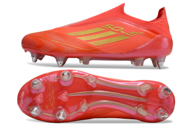 Men's Adidas F50 Elite Laceless SG Football Boots - Red/Gold