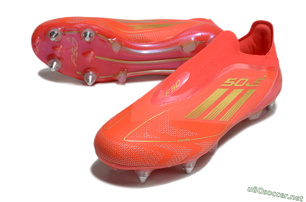 Men's Adidas F50 Elite Laceless SG Football Boots - Red/Gold 3
