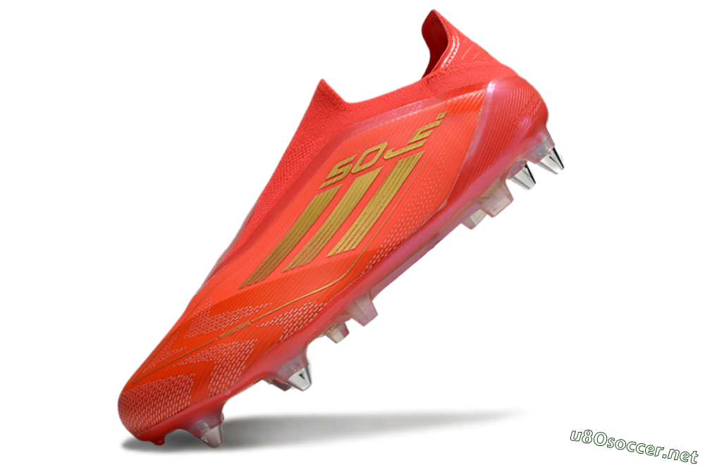Men's Adidas F50 Elite Laceless SG Football Boots - Red/Gold 5