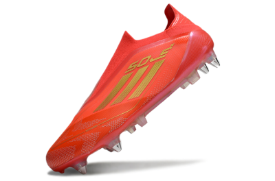Men's Adidas F50 Elite Laceless SG Football Boots - Red/Gold