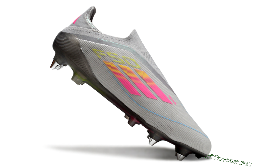 Men's Adidas F50 Elite Laceless SG Football Boots - Grey/Pink/Yellow 4