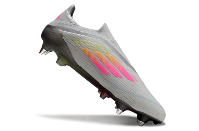 Men's Adidas F50 Elite Laceless SG Football Boots - Grey/Pink/Yellow