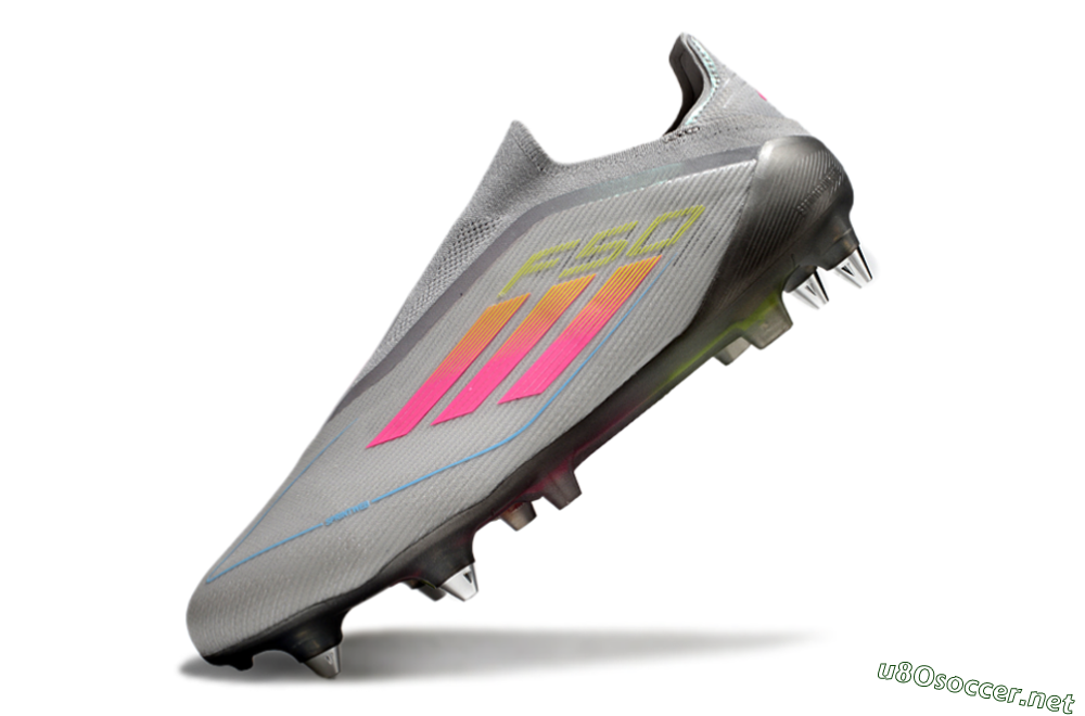 Men's Adidas F50 Elite Laceless SG Football Boots - Grey/Pink/Yellow 5