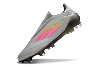 Men's Adidas F50 Elite Laceless SG Football Boots - Grey/Pink/Yellow