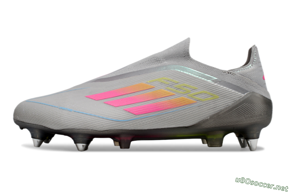 Men's Adidas F50 Elite Laceless SG Football Boots - Grey/Pink/Yellow 0