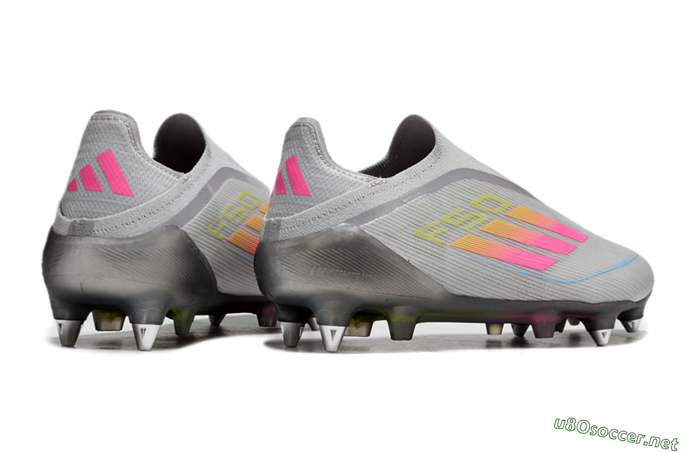 Men's Adidas F50 Elite Laceless SG Football Boots - Grey/Pink/Yellow 6