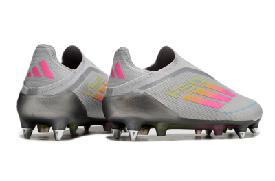 Men's Adidas F50 Elite Laceless SG Football Boots - Grey/Pink/Yellow