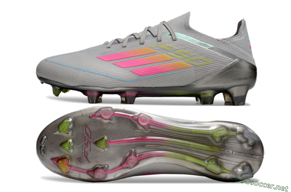 Men's Adidas F50 Elite FG Football Boots - Grey/Pink/Yellow 1