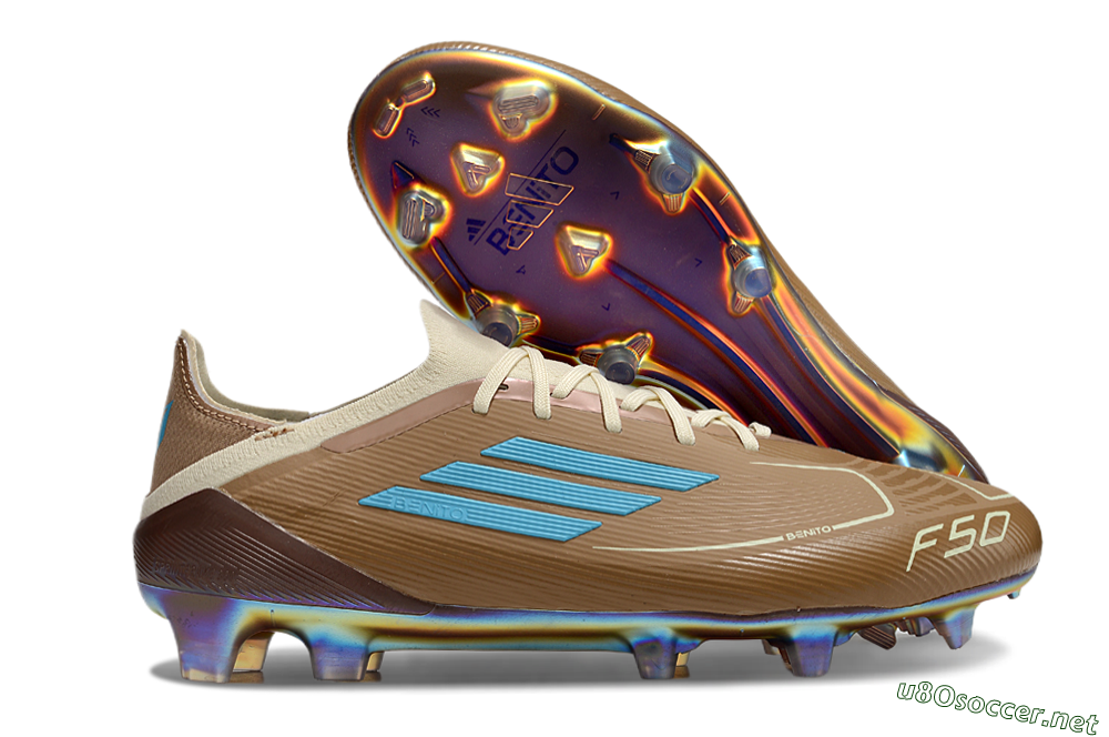 Men's Messi x Adidas F50 Elite Benito FG Football Boots - Brown/White/Blue 2