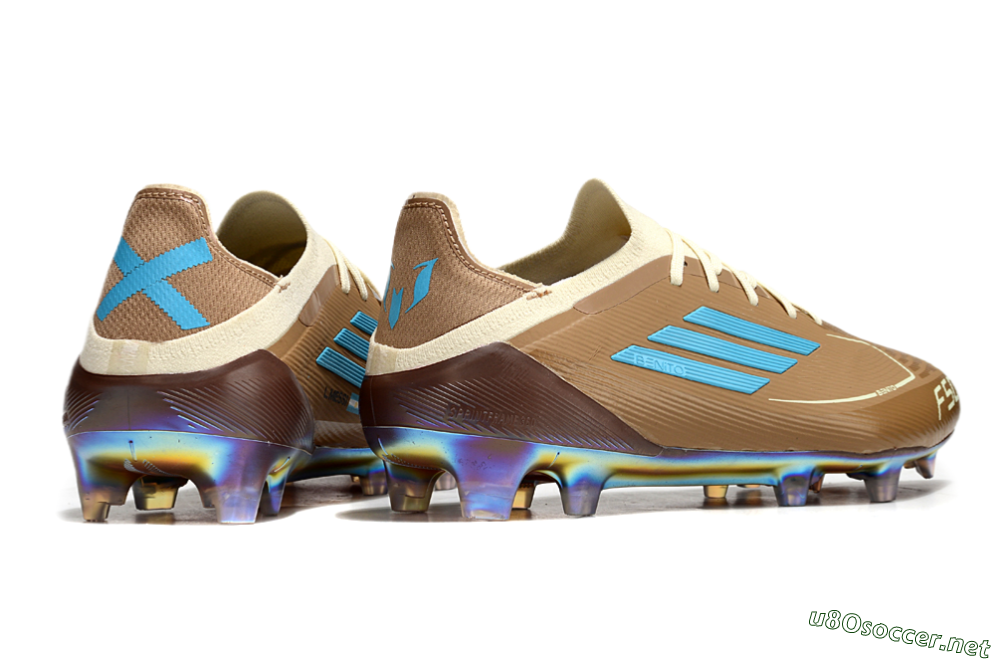 Men's Messi x Adidas F50 Elite Benito FG Football Boots - Brown/White/Blue 6
