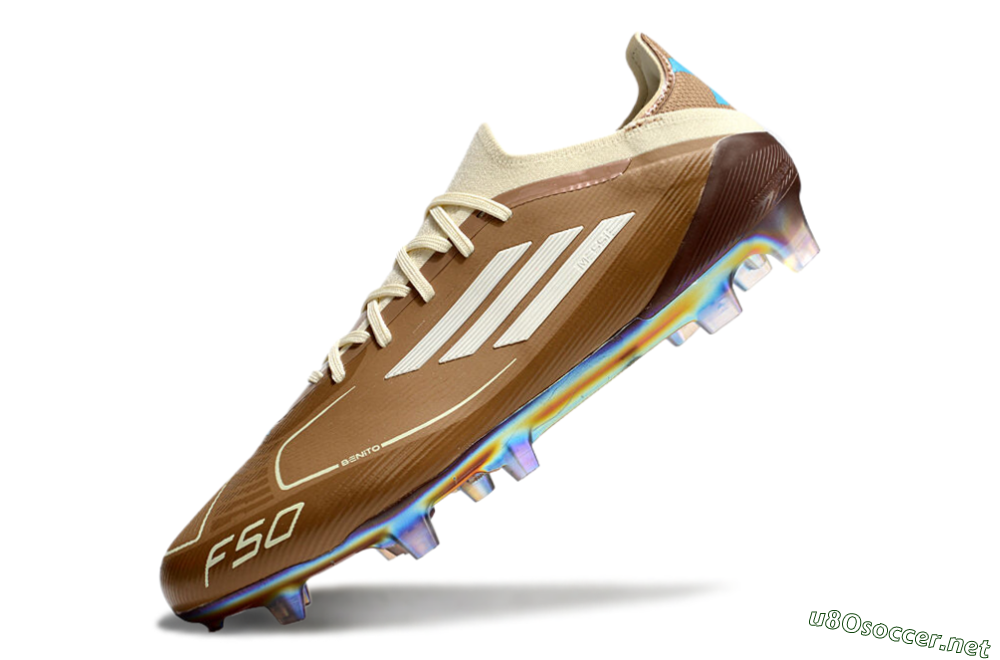 Men's Messi x Adidas F50 Elite Benito FG Football Boots - Brown/White/Blue 5
