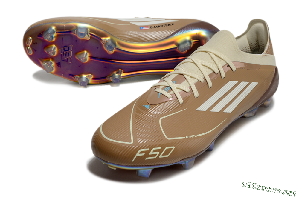 Men's Messi x Adidas F50 Elite Benito FG Football Boots - Brown/White/Blue 3