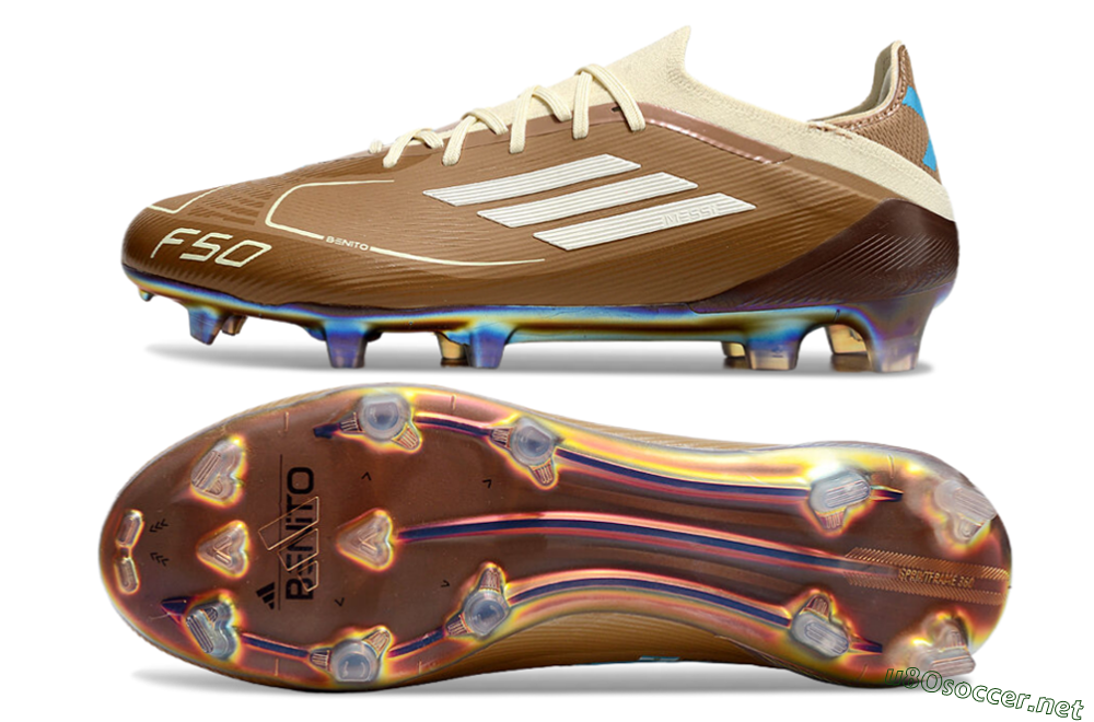Men's Messi x Adidas F50 Elite Benito FG Football Boots - Brown/White/Blue 1