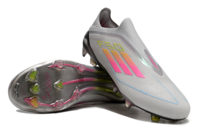 Men's Adidas F50 Elite Laceless FG Football Boots - Grey/Pink/Yellow