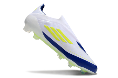Men's Messi x Adidas F50 Elite Laceless FG Football Boots - White/Blue/Yellow