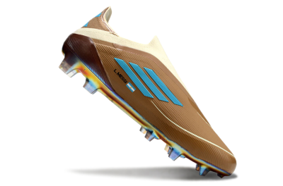 Men's Messi x Adidas F50 Elite Laceless Benito FG Football Boots - Brown/White/Blue